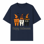 Happy Halloween Dental Art Print - Cute Candy Corn Teeth with Witch Hats - Halloween Decor for Kids' Rooms or Parties - T-shirt 1758250121435.jpg