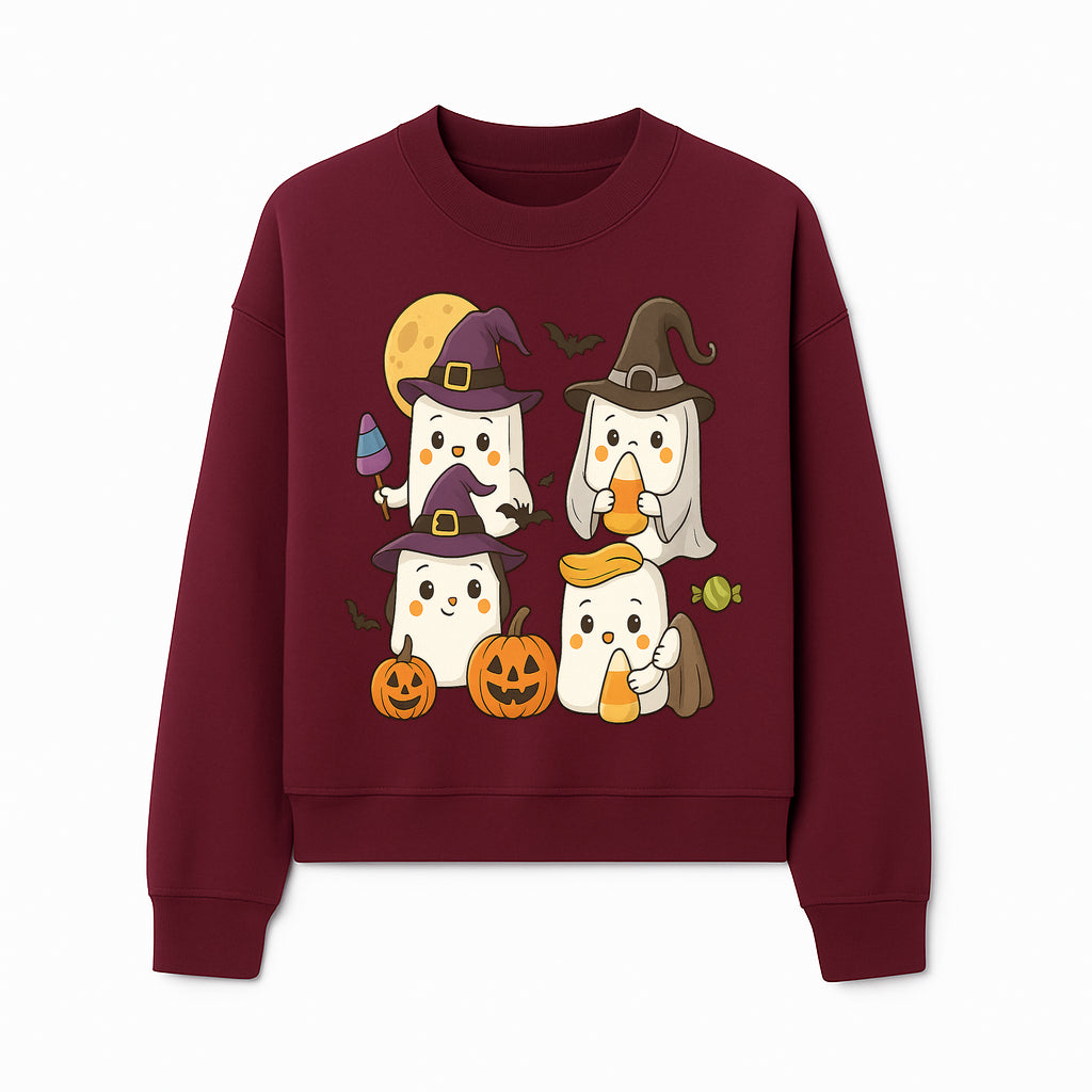 Cute Halloween Ghost Stickers Set - Adorable Spooky Characters with Pumpkins, Candy, and Witch Hats for Kids' Decorations and Crafts - Sweatshirt 1758250121507.jpg
