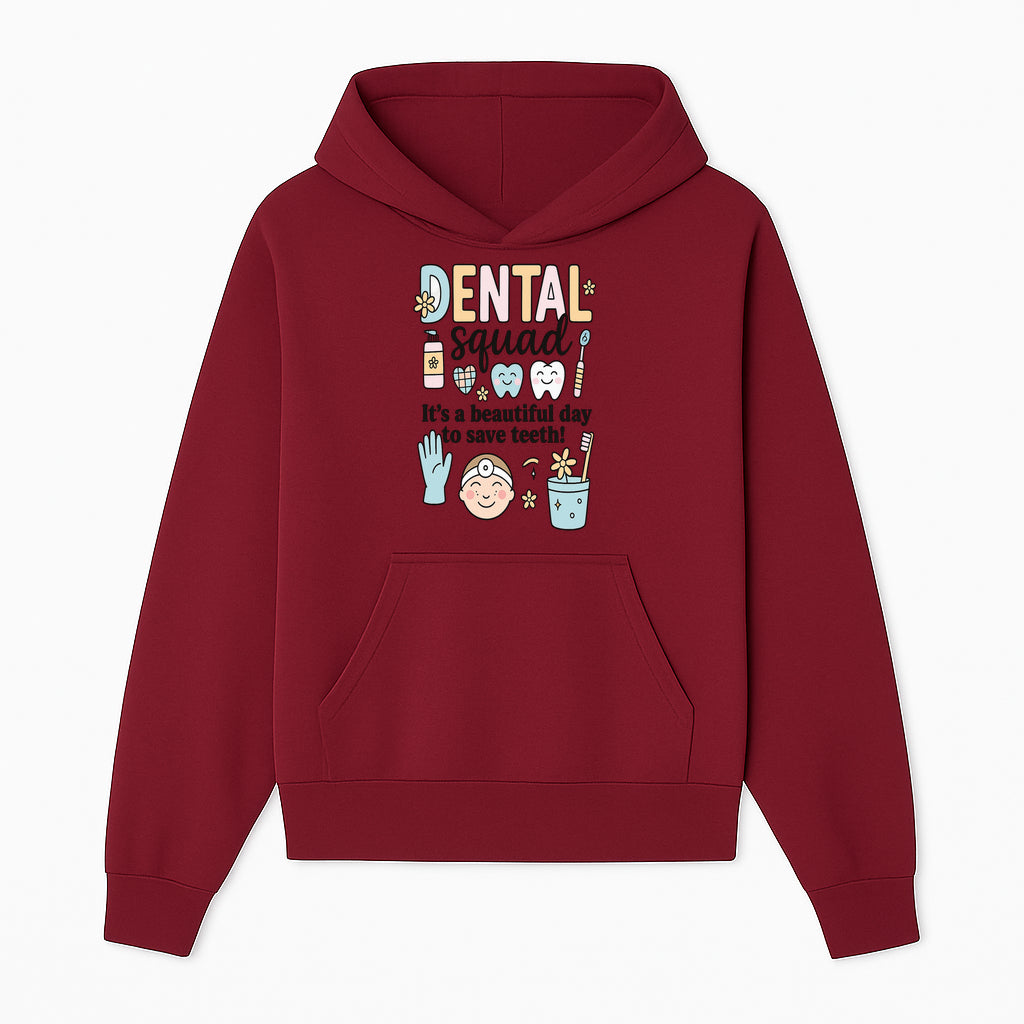 Dental Squad Fun Art Print - Cute Tooth & Dentist Design, Positive Dental Hygiene Quote for Kids' Room or Office Decor - Hoodie 1758250121582.jpg