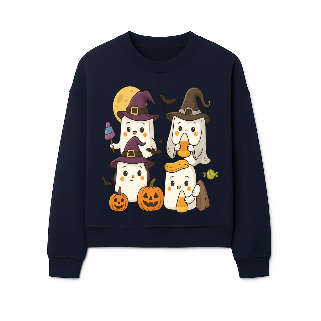 Cute Halloween Ghost Stickers Set - Adorable Spooky Characters with Pumpkins, Candy, and Witch Hats for Kids' Decorations and Crafts - Sweatshirt 1758250121657.jpg