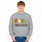 Cute Halloween Trick or Teeth Shirt with Pumpkin & Tooth Characters, Fun Kids' Costume Tee for Spooky Season - Sweatshirt 1758250121708.jpg