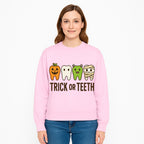 Cute Halloween Trick or Teeth Shirt with Pumpkin & Tooth Characters, Fun Kids' Costume Tee for Spooky Season - Sweatshirt 1758250121856.jpg