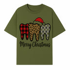 Merry Christmas Tooth Decor, Cute Dental Holiday Art, Christmas Plaid Teeth Design, Festive Dental Gifts for Dentists and Hygienists - T-shirt 1758250121917.jpg
