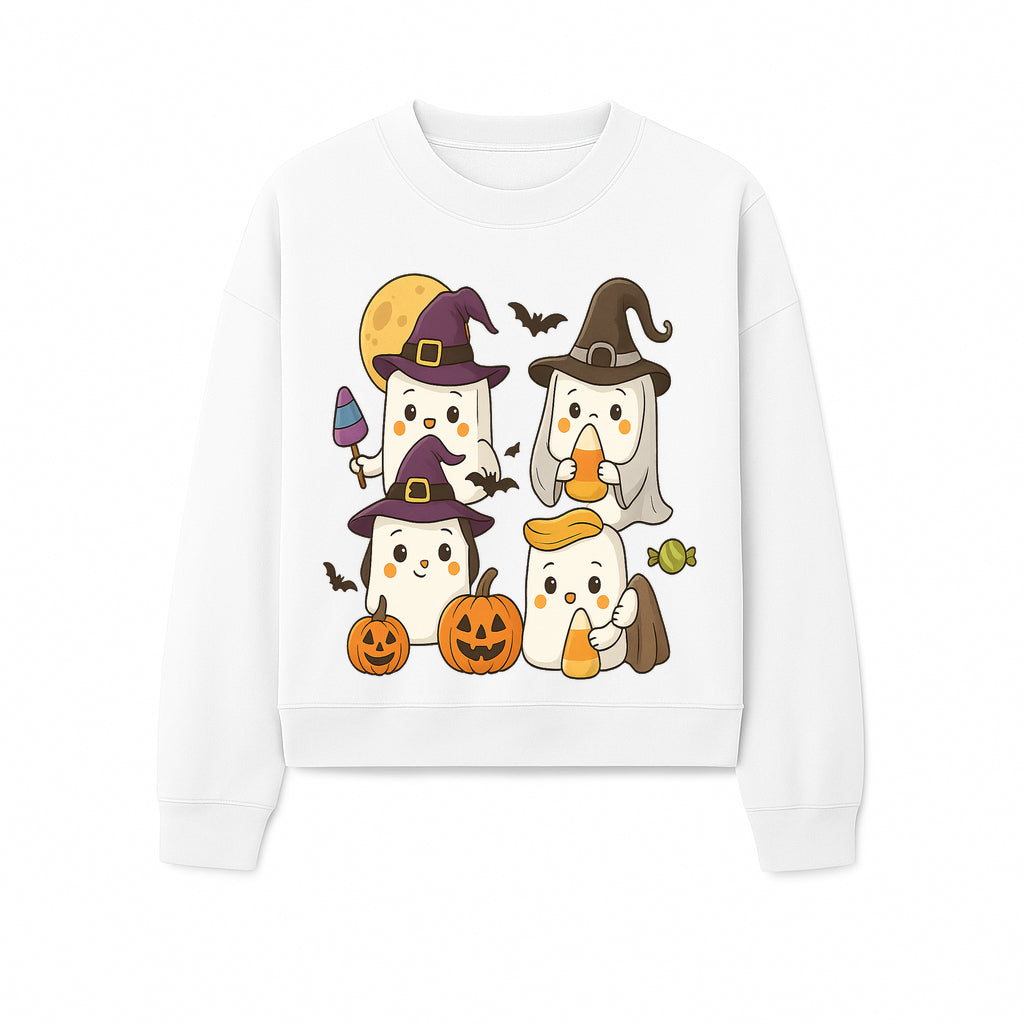 Cute Halloween Ghost Stickers Set - Adorable Spooky Characters with Pumpkins, Candy, and Witch Hats for Kids' Decorations and Crafts - Sweatshirt 1758250122097.jpg