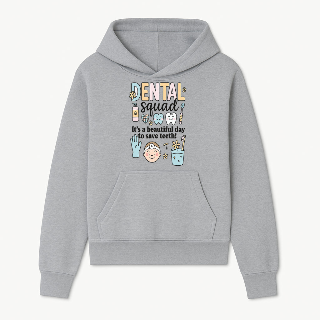 Dental Squad Fun Art Print - Cute Tooth & Dentist Design, Positive Dental Hygiene Quote for Kids' Room or Office Decor - Hoodie 1758250122099.jpg