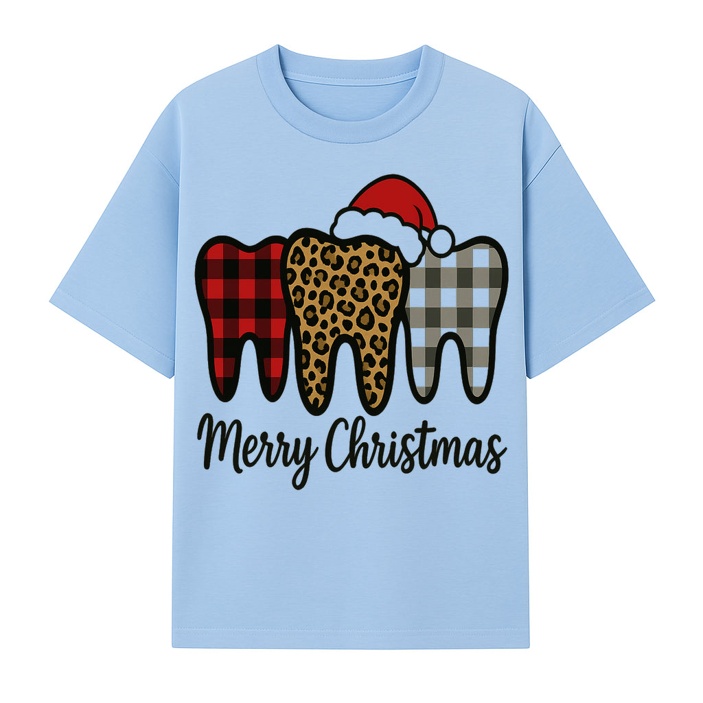 Merry Christmas Tooth Decor, Cute Dental Holiday Art, Christmas Plaid Teeth Design, Festive Dental Gifts for Dentists and Hygienists - T-shirt 1758250122200.jpg