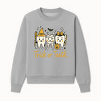 Halloween Trick or Teeth Tooth Fairy Kids T-Shirt, Cute Tooth Characters with Pumpkin, Spooky Ghosts, Fun Dental Theme for Children - Sweatshirt 1758250122319.jpg