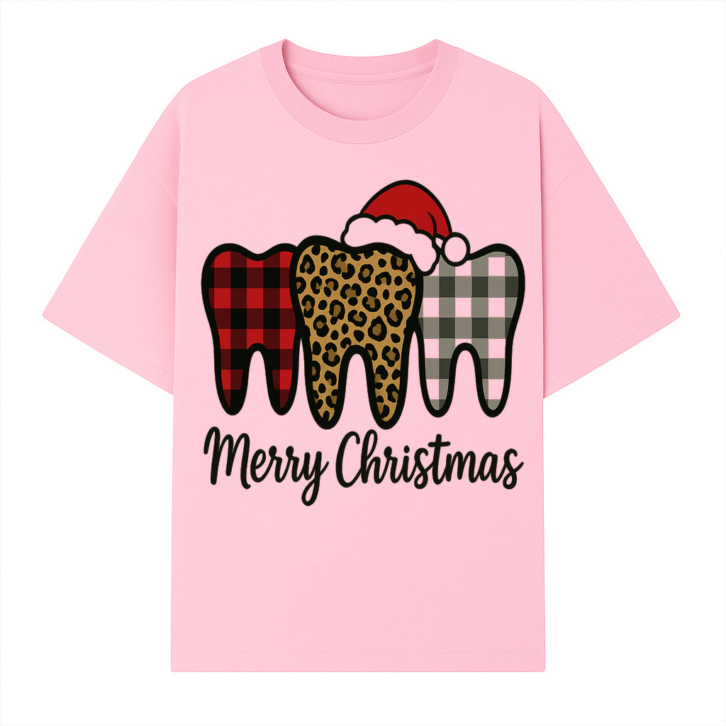 Merry Christmas Tooth Decor, Cute Dental Holiday Art, Christmas Plaid Teeth Design, Festive Dental Gifts for Dentists and Hygienists - T-shirt 1758250122329.jpg