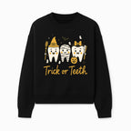 Halloween Trick or Teeth Tooth Fairy Kids T-Shirt, Cute Tooth Characters with Pumpkin, Spooky Ghosts, Fun Dental Theme for Children - Sweatshirt 1758250122451.jpg