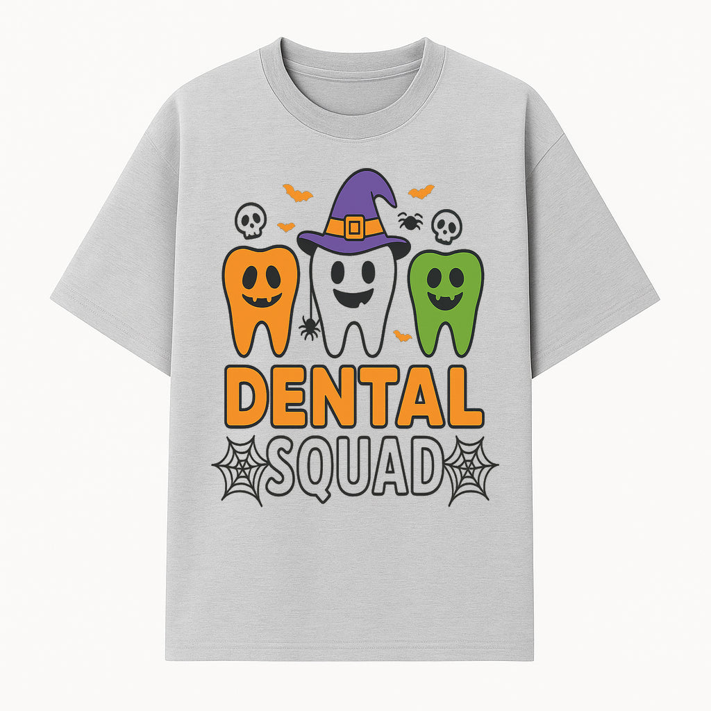 Halloween Dental Squad T-Shirt, Cute Pumpkin Tooth Graphic Tee, Spooky Dentist Apparel for Kids and Adults, Fun Dental Halloween Design - T-shirt 1758250123017.jpg