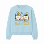 Halloween Trick or Teeth Tooth Fairy Kids T-Shirt, Cute Tooth Characters with Pumpkin, Spooky Ghosts, Fun Dental Theme for Children - Sweatshirt 1758250123110.jpg