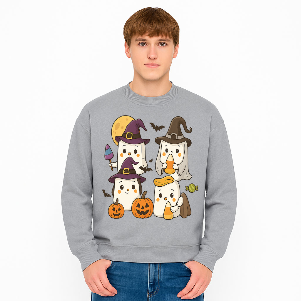 Cute Halloween Ghost Stickers Set - Adorable Spooky Characters with Pumpkins, Candy, and Witch Hats for Kids' Decorations and Crafts - Sweatshirt 1758250123269.jpg