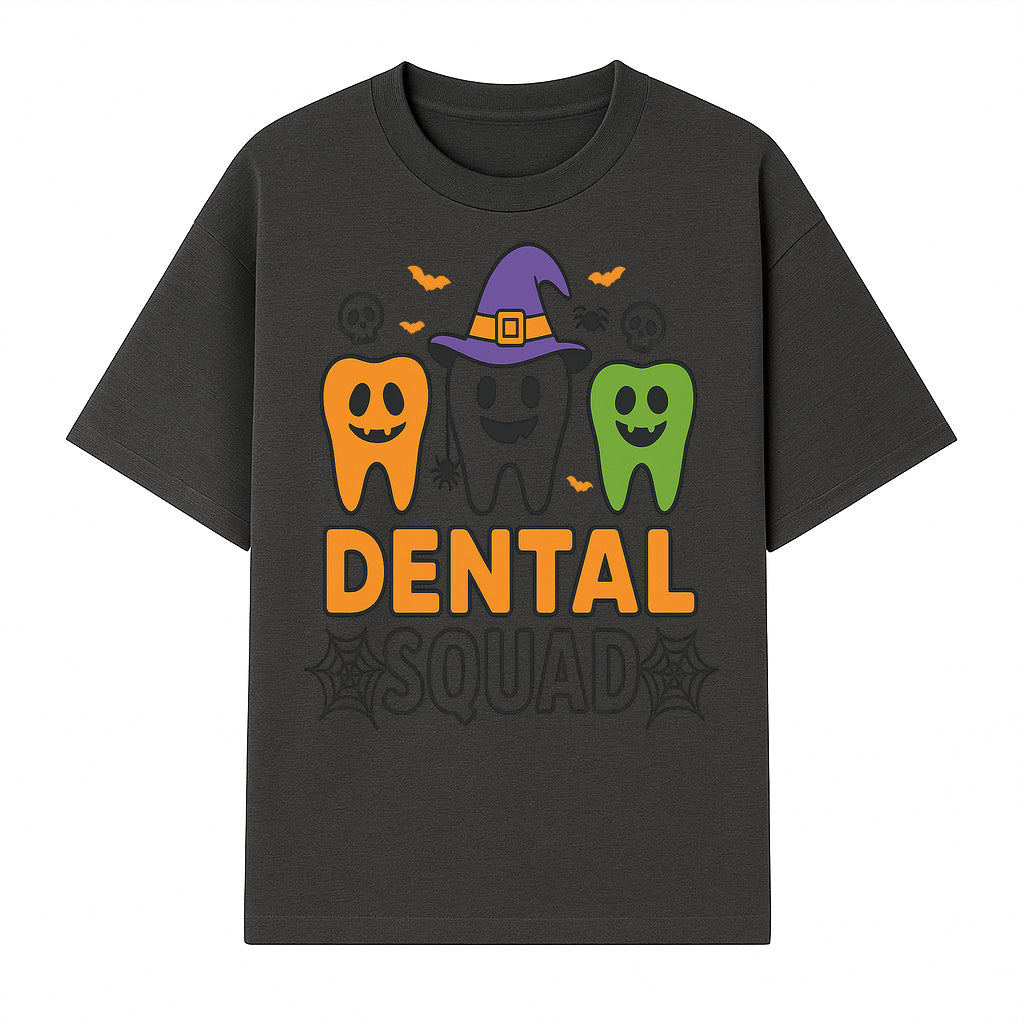 Halloween Dental Squad T-Shirt, Cute Pumpkin Tooth Graphic Tee, Spooky Dentist Apparel for Kids and Adults, Fun Dental Halloween Design - T-shirt 1758250123301.jpg