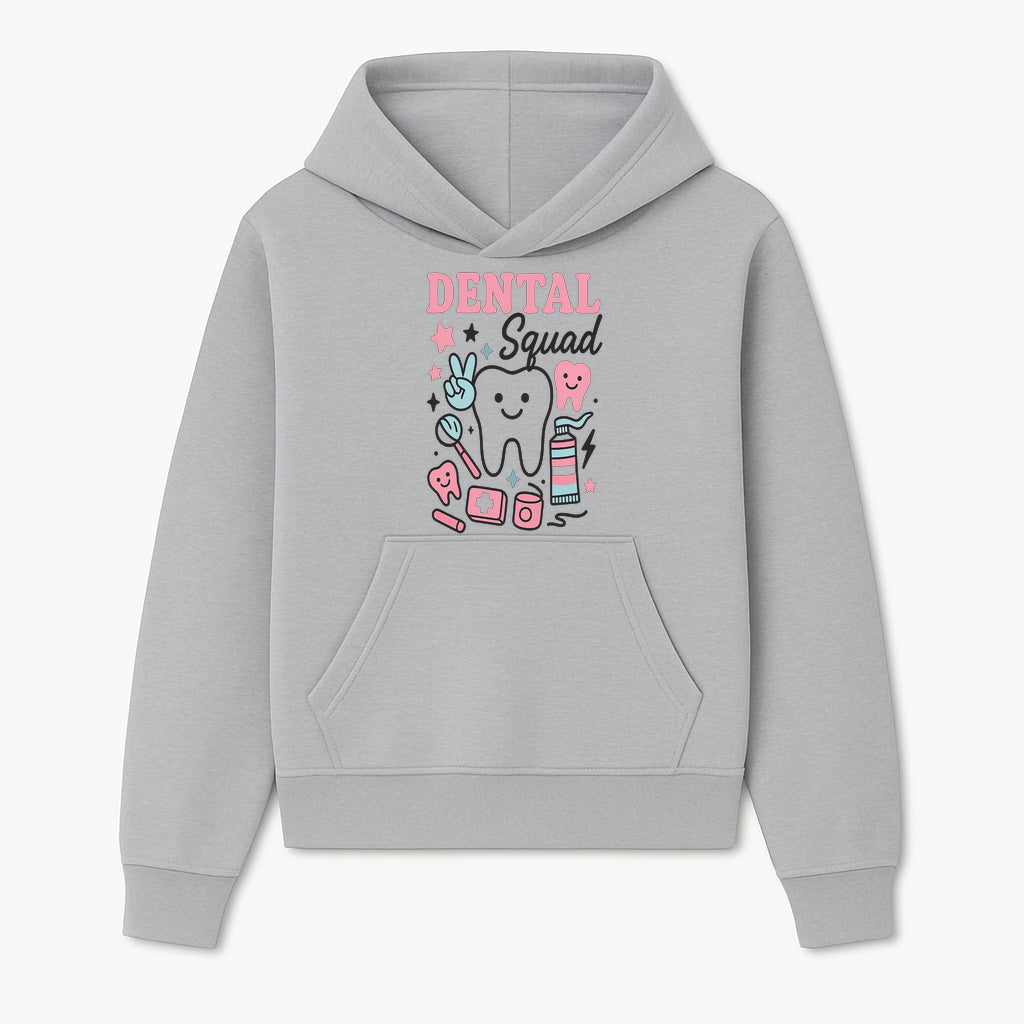 Dental Squad Neon Art Print | Cute Tooth Illustrations | Kids Dental Design | Dental Office Decor | Playful Tooth Brush Graphic - Hoodie 1758250123317.jpg