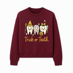 Halloween Trick or Teeth Tooth Fairy Kids T-Shirt, Cute Tooth Characters with Pumpkin, Spooky Ghosts, Fun Dental Theme for Children - Sweatshirt 1758250123399.jpg