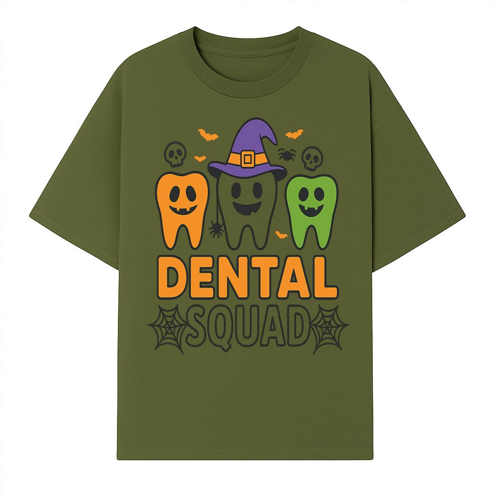 Halloween Dental Squad T-Shirt, Cute Pumpkin Tooth Graphic Tee, Spooky Dentist Apparel for Kids and Adults, Fun Dental Halloween Design - T-shirt 1758250123458.jpg