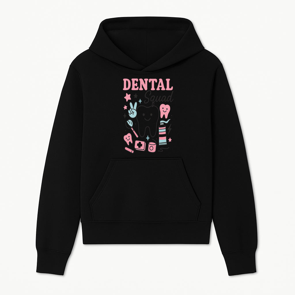 Dental Squad Neon Art Print | Cute Tooth Illustrations | Kids Dental Design | Dental Office Decor | Playful Tooth Brush Graphic - Hoodie 1758250123470.jpg