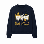 Halloween Trick or Teeth Tooth Fairy Kids T-Shirt, Cute Tooth Characters with Pumpkin, Spooky Ghosts, Fun Dental Theme for Children - Sweatshirt 1758250123546.jpg