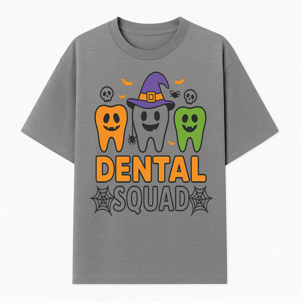 Halloween Dental Squad T-Shirt, Cute Pumpkin Tooth Graphic Tee, Spooky Dentist Apparel for Kids and Adults, Fun Dental Halloween Design - T-shirt 1758250123604.jpg