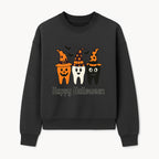 Happy Halloween Dental Art Print - Cute Candy Corn Teeth with Witch Hats - Halloween Decor for Kids' Rooms or Parties - Sweatshirt 1758250123606.jpg