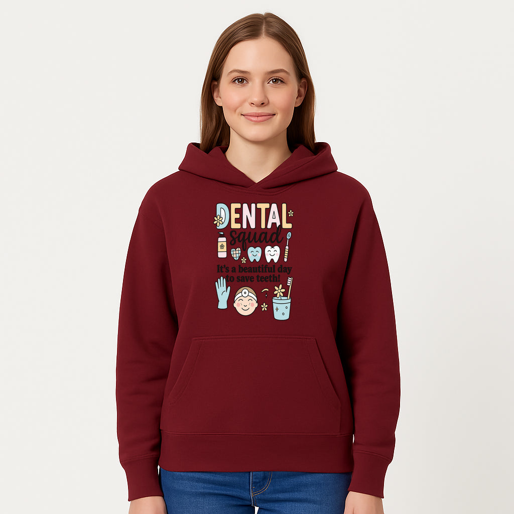 Dental Squad Fun Art Print - Cute Tooth & Dentist Design, Positive Dental Hygiene Quote for Kids' Room or Office Decor - Hoodie 1758250123609.jpg