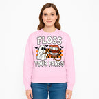 Halloween Ghost Dental Care T-Shirt - Floss Your Fangs Funny Costume Tee for Kids and Adults - Sweatshirt 1758250123636.jpg