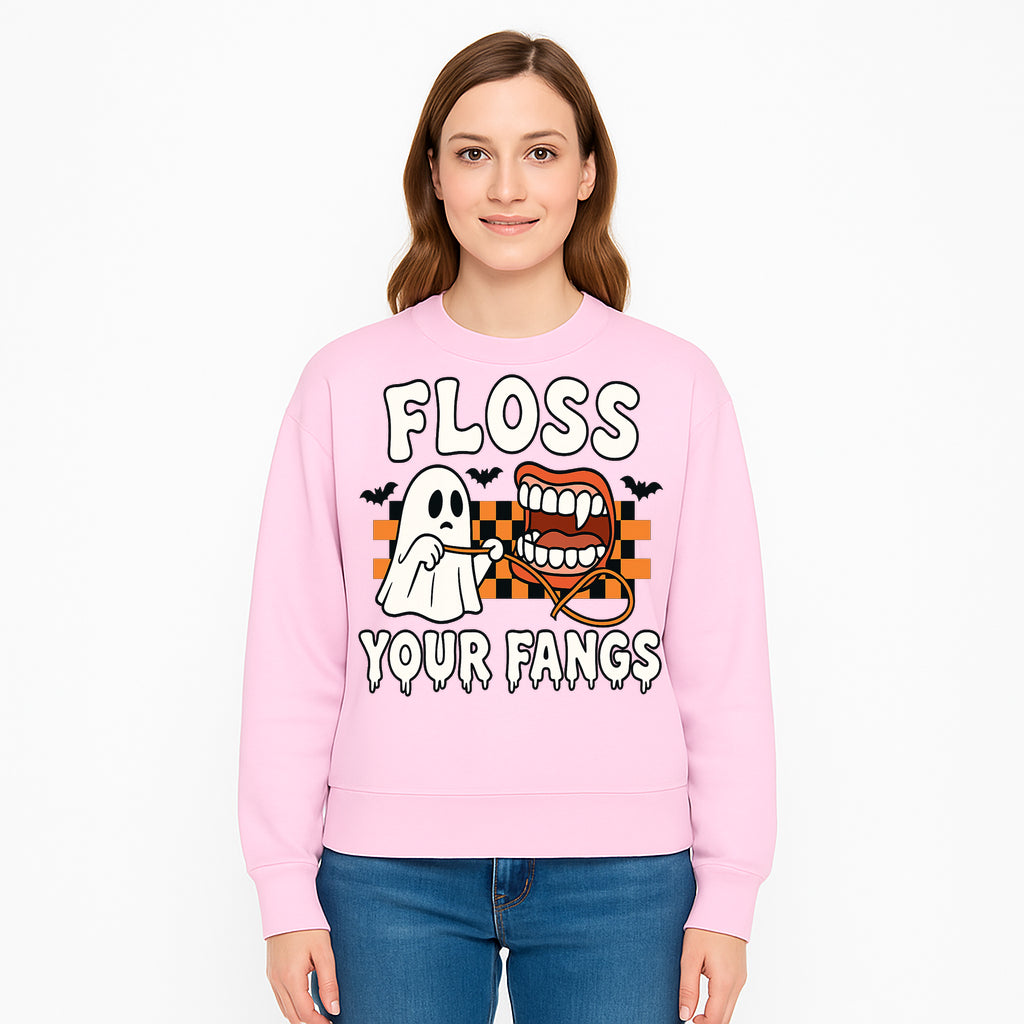 Halloween Ghost Dental Care T-Shirt - Floss Your Fangs Funny Costume Tee for Kids and Adults - Sweatshirt 1758250123636.jpg