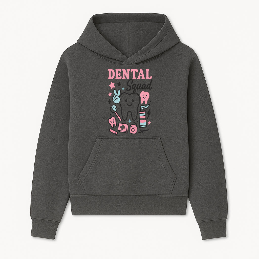 Dental Squad Neon Art Print | Cute Tooth Illustrations | Kids Dental Design | Dental Office Decor | Playful Tooth Brush Graphic - Hoodie 1758250123658.jpg