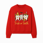 Halloween Trick or Teeth Tooth Fairy Kids T-Shirt, Cute Tooth Characters with Pumpkin, Spooky Ghosts, Fun Dental Theme for Children - Sweatshirt 1758250123686.jpg