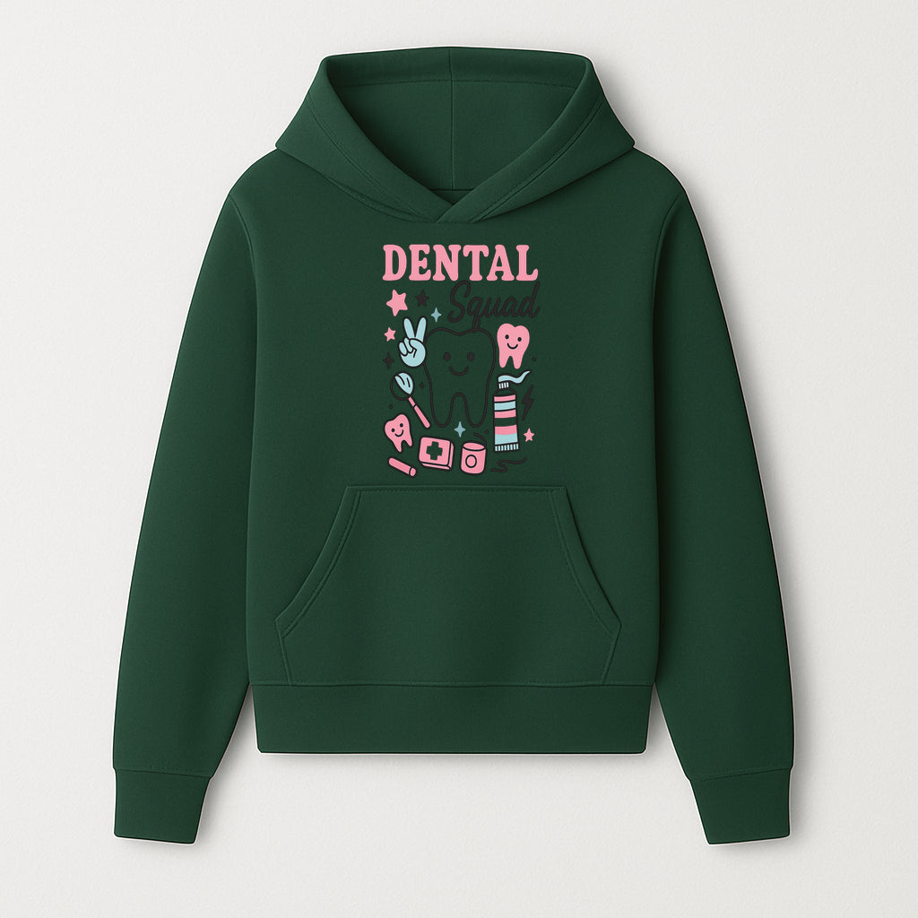 Dental Squad Neon Art Print | Cute Tooth Illustrations | Kids Dental Design | Dental Office Decor | Playful Tooth Brush Graphic - Hoodie 1758250123819.jpg