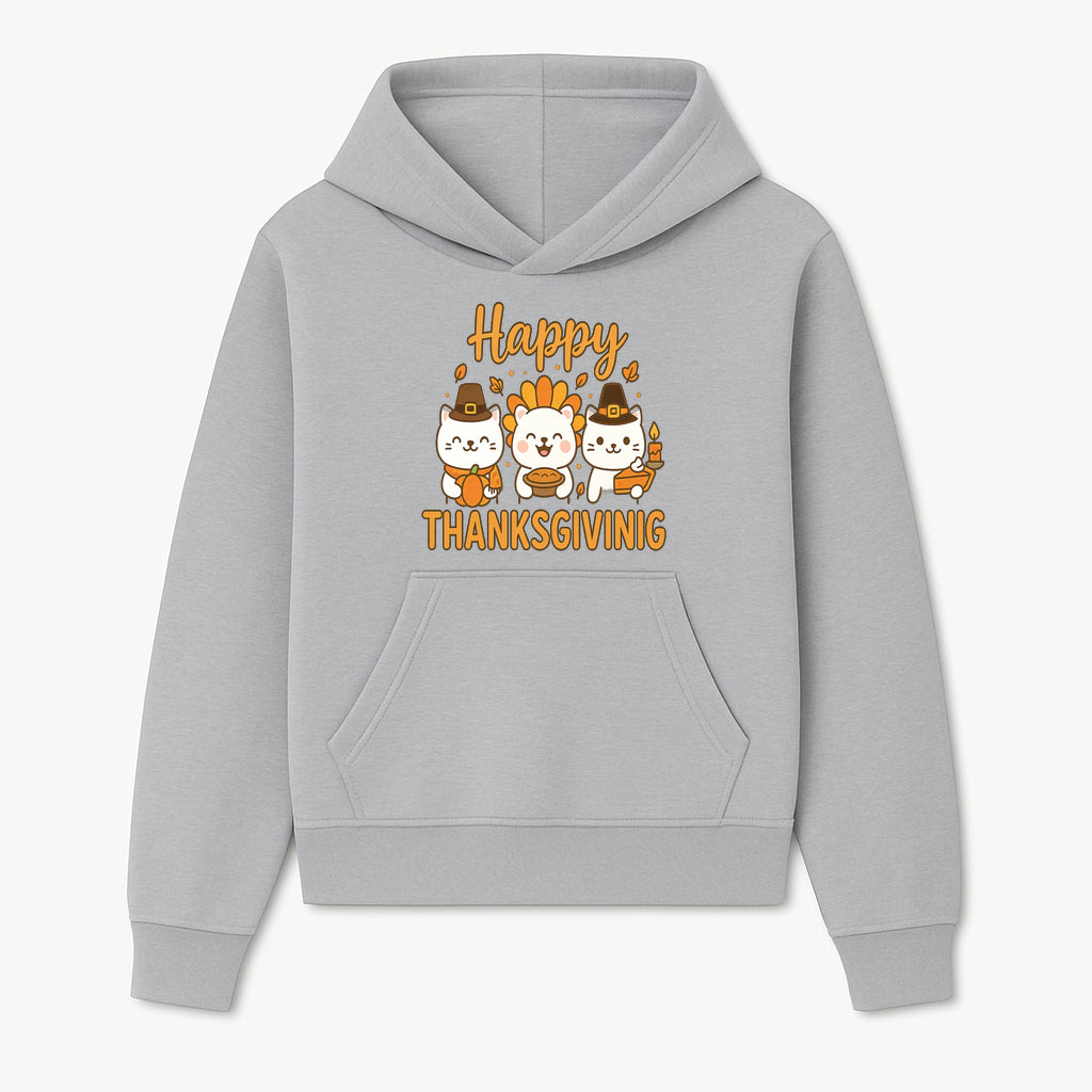 Cute Thanksgiving Cats Decor - Happy Thanksgiving Design with Kittens, Pumpkin, and Pie - Fall Holiday Art for Home Decor and Gifts - Hoodie 1758250124002.jpg