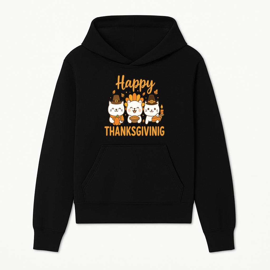 Cute Thanksgiving Cats Decor - Happy Thanksgiving Design with Kittens, Pumpkin, and Pie - Fall Holiday Art for Home Decor and Gifts - Hoodie 1758250124180.jpg