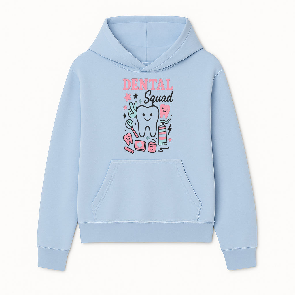 Dental Squad Neon Art Print | Cute Tooth Illustrations | Kids Dental Design | Dental Office Decor | Playful Tooth Brush Graphic - Hoodie 1758250124188.jpg