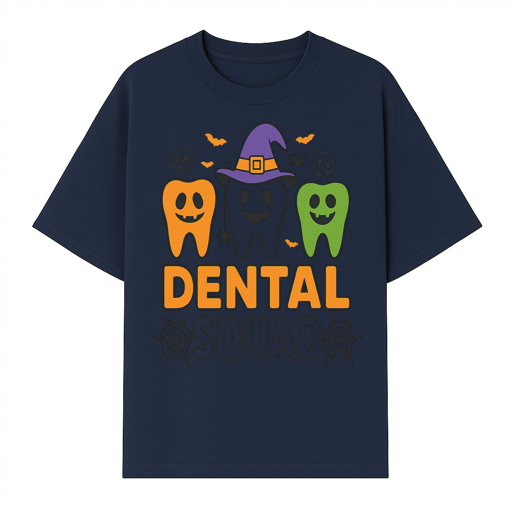 Halloween Dental Squad T-Shirt, Cute Pumpkin Tooth Graphic Tee, Spooky Dentist Apparel for Kids and Adults, Fun Dental Halloween Design - T-shirt 1758250124220.jpg