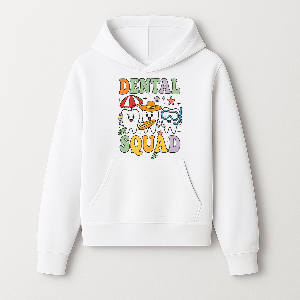 Dental Squad Beach Party T-Shirt, Cute Tooth Characters, Summer Fun, Kids Graphic Tee, Funny Dental Humor, Cartoon Design - Hoodie 1758250124230.jpg