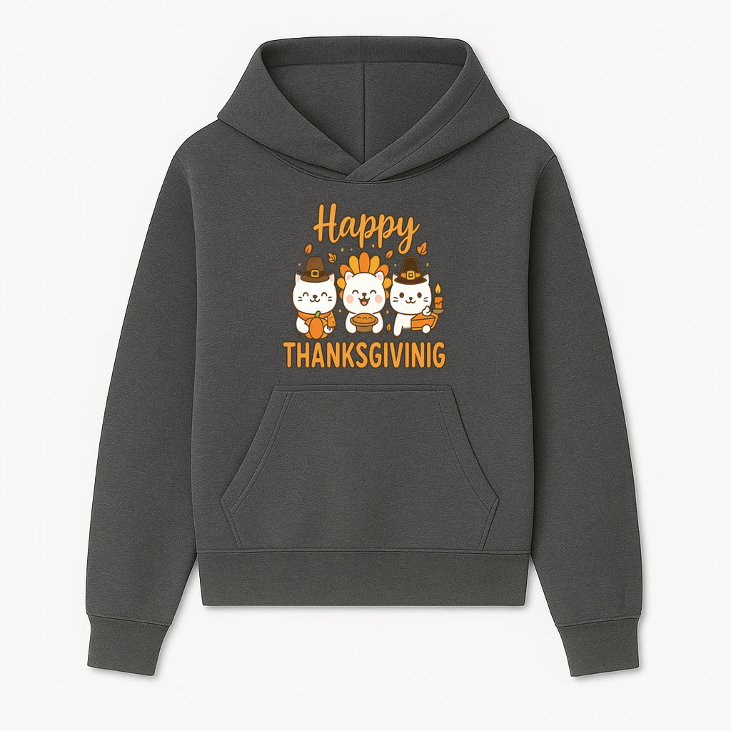 Cute Thanksgiving Cats Decor - Happy Thanksgiving Design with Kittens, Pumpkin, and Pie - Fall Holiday Art for Home Decor and Gifts - Hoodie 1758250124338.jpg