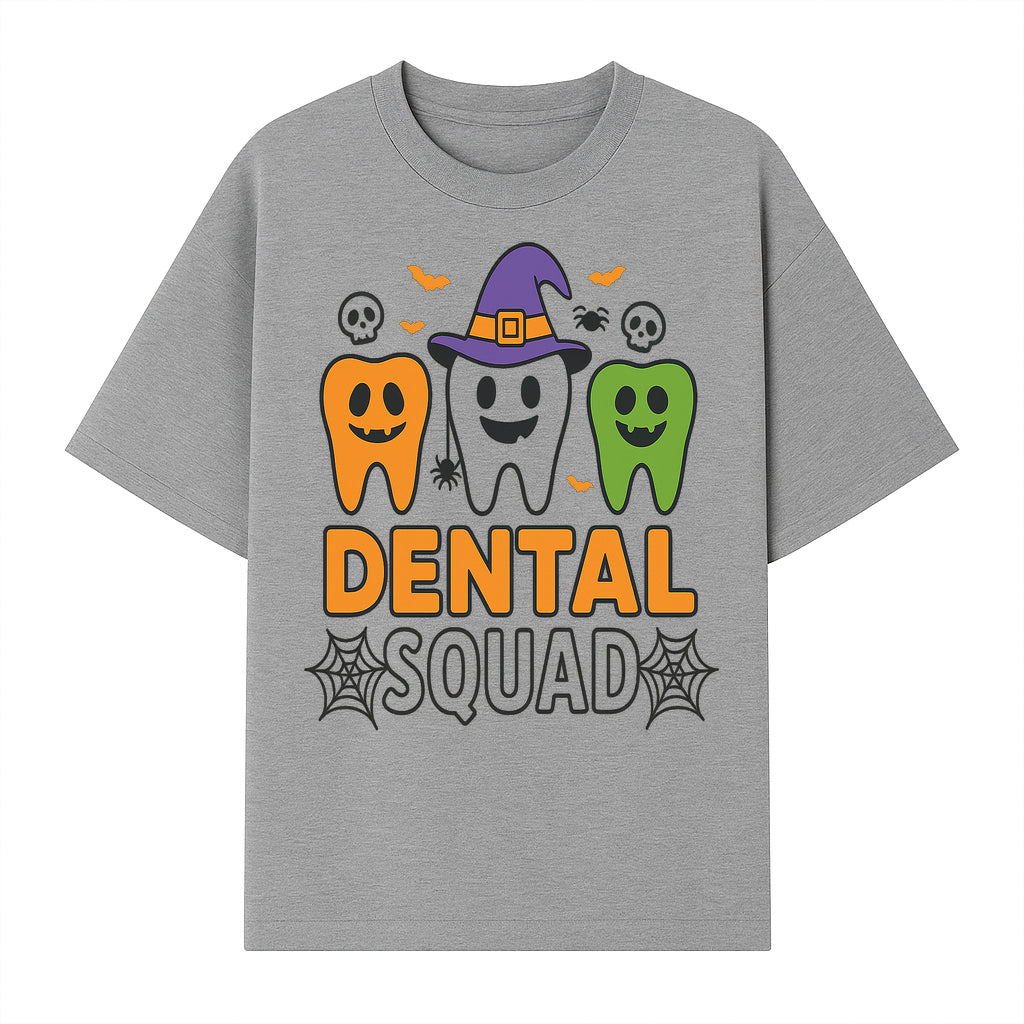Halloween Dental Squad T-Shirt, Cute Pumpkin Tooth Graphic Tee, Spooky Dentist Apparel for Kids and Adults, Fun Dental Halloween Design - T-shirt 1758250124508.jpg