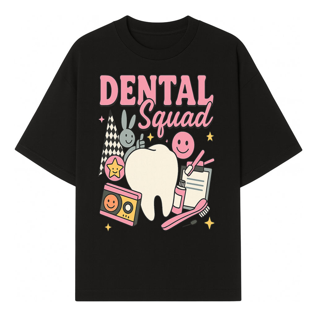 Dental Squad Fun Graphic Tee - Cute Tooth, Bunny, Smiley Faces, Kids' Dental Awareness Shirt, Tooth Fairy Theme - T-shirt 1758250124570.jpg