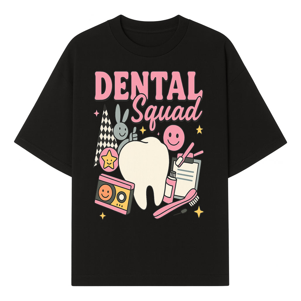 Dental Squad Fun Graphic Tee - Cute Tooth, Bunny, Smiley Faces, Kids' Dental Awareness Shirt, Tooth Fairy Theme - T-shirt 1758250124570.jpg
