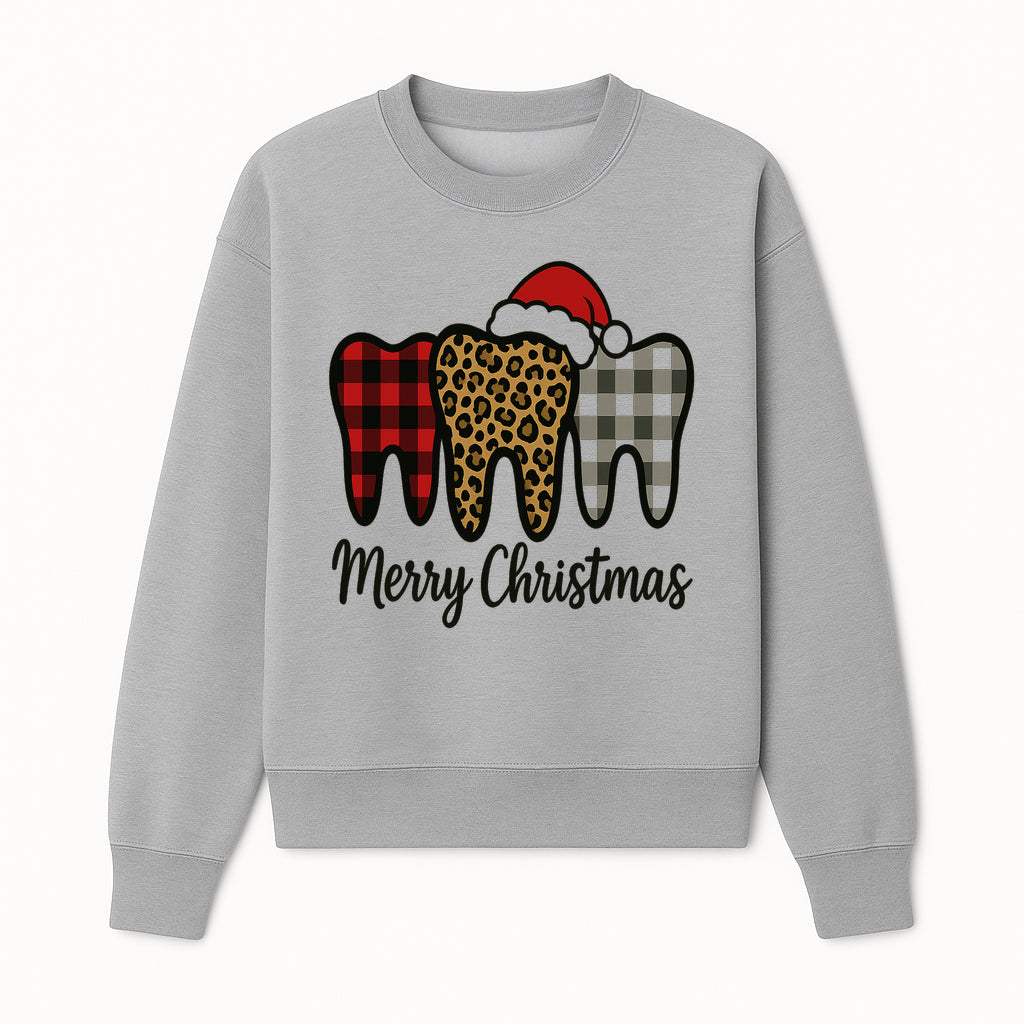 Merry Christmas Tooth Decor, Cute Dental Holiday Art, Christmas Plaid Teeth Design, Festive Dental Gifts for Dentists and Hygienists - Sweatshirt 1758250124588.jpg