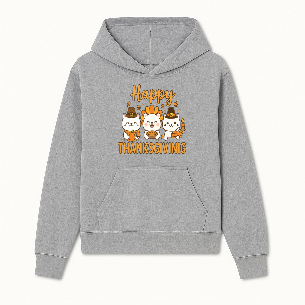 Cute Thanksgiving Cats Decor - Happy Thanksgiving Design with Kittens, Pumpkin, and Pie - Fall Holiday Art for Home Decor and Gifts - Hoodie 1758250124660.jpg