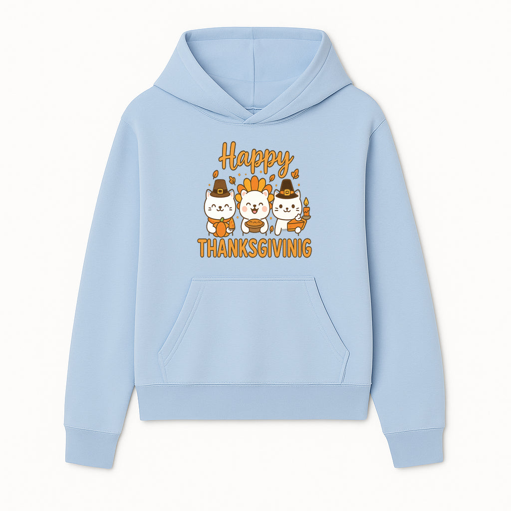 Cute Thanksgiving Cats Decor - Happy Thanksgiving Design with Kittens, Pumpkin, and Pie - Fall Holiday Art for Home Decor and Gifts - Hoodie 1758250124827.jpg