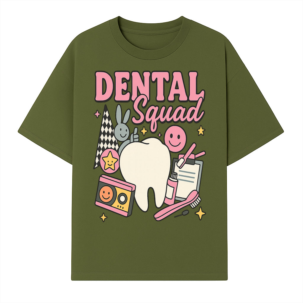 Dental Squad Fun Graphic Tee - Cute Tooth, Bunny, Smiley Faces, Kids' Dental Awareness Shirt, Tooth Fairy Theme - T-shirt 1758250124899.jpg