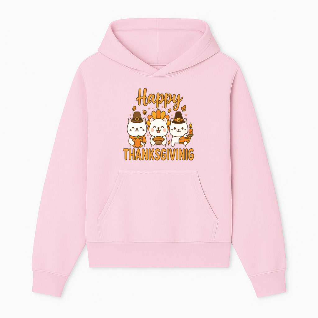 Cute Thanksgiving Cats Decor - Happy Thanksgiving Design with Kittens, Pumpkin, and Pie - Fall Holiday Art for Home Decor and Gifts - Hoodie 1758250124985.jpg