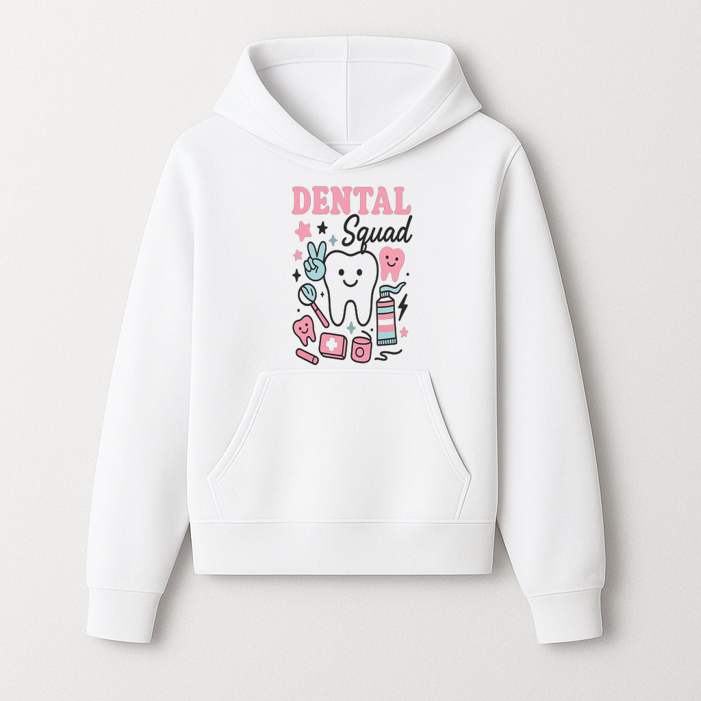 Dental Squad Neon Art Print | Cute Tooth Illustrations | Kids Dental Design | Dental Office Decor | Playful Tooth Brush Graphic - Hoodie 1758250125118.jpg