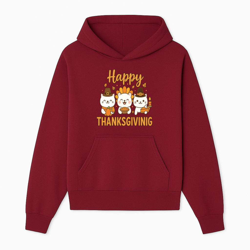 Cute Thanksgiving Cats Decor - Happy Thanksgiving Design with Kittens, Pumpkin, and Pie - Fall Holiday Art for Home Decor and Gifts - Hoodie 1758250125140.jpg