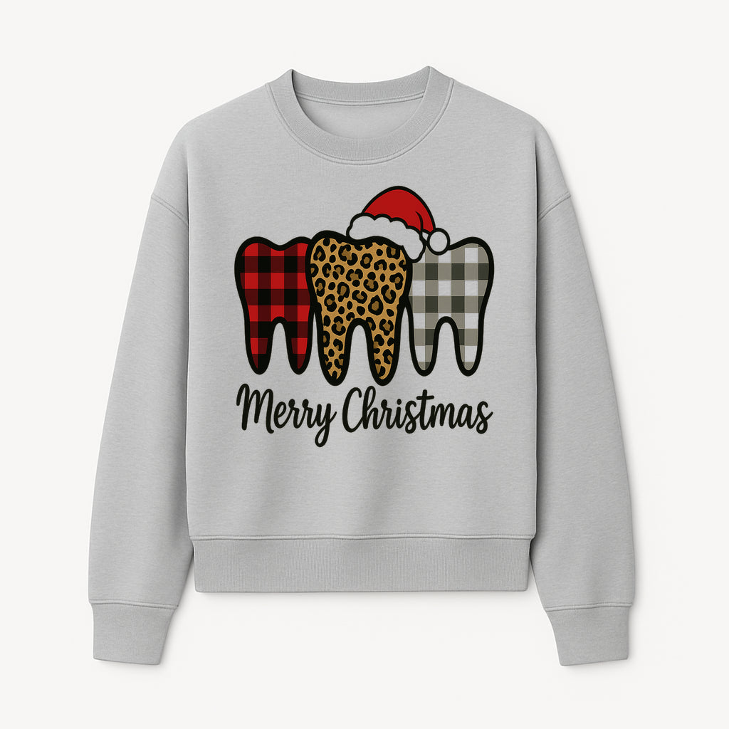 Merry Christmas Tooth Decor, Cute Dental Holiday Art, Christmas Plaid Teeth Design, Festive Dental Gifts for Dentists and Hygienists - Sweatshirt 1758250125176.jpg