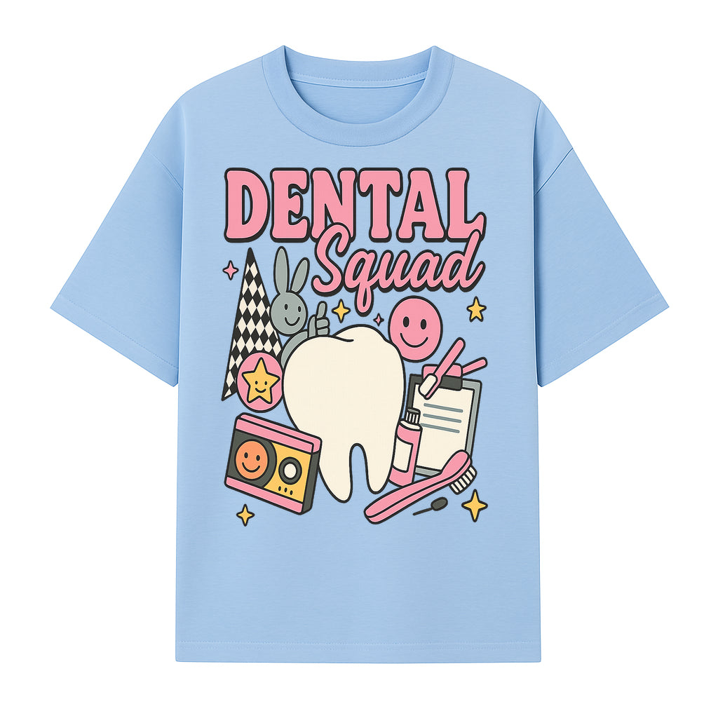 Dental Squad Fun Graphic Tee - Cute Tooth, Bunny, Smiley Faces, Kids' Dental Awareness Shirt, Tooth Fairy Theme - T-shirt 1758250125213.jpg