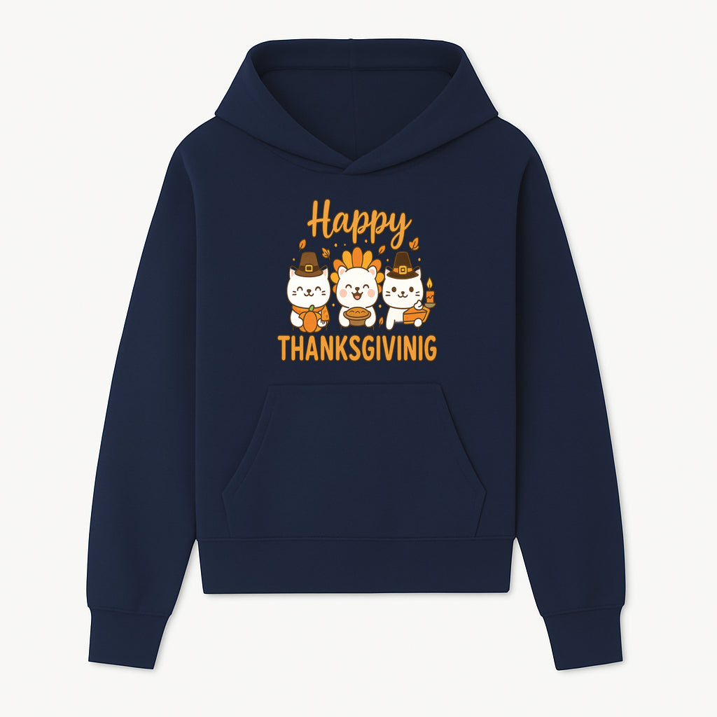 Cute Thanksgiving Cats Decor - Happy Thanksgiving Design with Kittens, Pumpkin, and Pie - Fall Holiday Art for Home Decor and Gifts - Hoodie 1758250125327.jpg