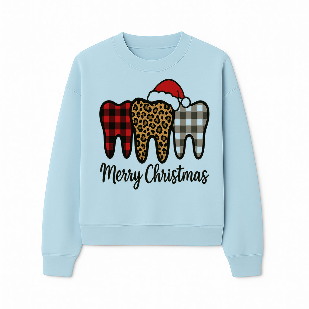 Merry Christmas Tooth Decor, Cute Dental Holiday Art, Christmas Plaid Teeth Design, Festive Dental Gifts for Dentists and Hygienists - Sweatshirt 1758250125340.jpg